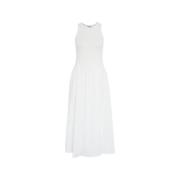 Witte A-lijn Maxi Jurk Geribbelde Textuur Ottod'Ame , White , Dames