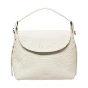 Witte leren handtas met verstelbare band Orciani , White , Dames