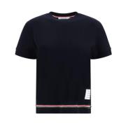 Kleurrijke Banden T-Shirt met Geribbelde Crew Neck Thom Browne , Blue ...