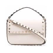 Studded Ivory Leren Schoudertas Valentino Garavani , Beige , Dames