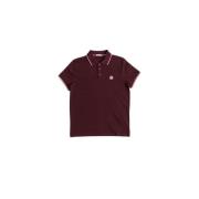 Bordeaux Polo Shirt met Tricolor Detail Moncler , Red , Heren