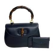 Pre-owned Leather handbags Gucci Vintage , Blue , Dames