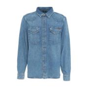 Overhemd van denim 7 For All Mankind , Blue , Heren