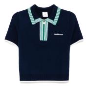 Blauwe Gebreide Tennis Polo met Rits Casablanca , Blue , Dames