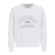 Witte Sweater met Voorlogo Guess , White , Heren