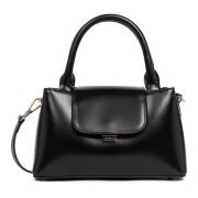 Elegante Flap Handtas met Metalen Sluiting Lancaster , Black , Dames