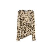 Dierenprint Tule Longsleeve T-shirt Max Mara , Brown , Dames