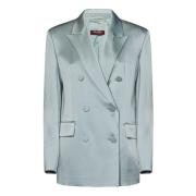 Heldere Blauwe Dubbelrij Blazer Max Mara , Blue , Dames