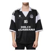 Zwart Wit Gekraagd Jersey T-shirt Dolce & Gabbana , Black , Heren