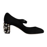 Kristalversierde Zwarte Suède Mary Janes Dolce & Gabbana , Black , Dam...