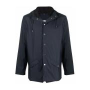 Korte Waterdichte Hoodie Navy Blauw Rains , Blue , Heren