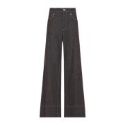 Bruine Denim Wide Leg Broek Brunello Cucinelli , Brown , Dames