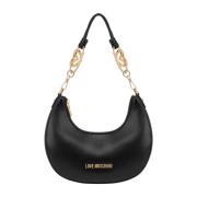 Zwarte Jewel Hobo Tas met Gouden Accenten Love Moschino , Black , Dame...