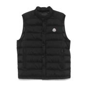 Zwarte mouwloze nylonjas Moncler , Black , Heren