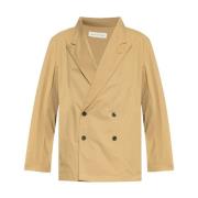 Beige Dubbelborst Katoenen Jas Dries Van Noten , Beige , Heren