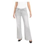 Lichtgrijze Wijde Pijp Denim Broek MAC , Gray , Dames