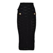 Elegante Viscose Polyester Rok Balmain , Black , Dames