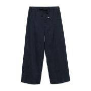 Navy Blue Trekkoordbroek Rechte Pijp Max Mara , Blue , Dames