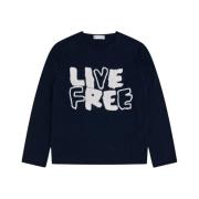 Geborduurde Navy Sweatshirt Live Free Comme des Garçons , Blue , Heren