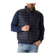 Blauwe Mix Media Vest Stijlvolle Heren Tommy Hilfiger , Blue , Heren