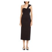 Zwarte One-Shoulder Jurk met Strik P.a.r.o.s.h. , Black , Dames