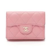 Pre-owned Leather wallets Chanel Vintage , Pink , Unisex