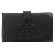 Pre-owned Leather wallets Chanel Vintage , Black , Dames