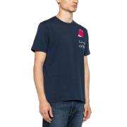 Blauw Katoenen T-shirt met Korte Mouwen MC2 Saint Barth , Blue , Heren