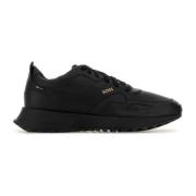 Zwarte Synthetisch Leren Runner Sneakers Boss , Black , Heren