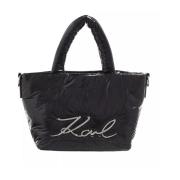 Signature Soft Sm Tote Nylon Zwart Karl Lagerfeld , Black , Dames