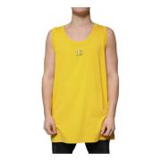 Gele Mouwloze Katoenen T-shirt Dolce & Gabbana , Yellow , Heren