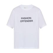 Wit Slogan Print Crew Neck T-shirt Victoria Beckham , White , Dames