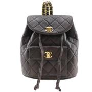 Pre-owned Leather backpacks Chanel Vintage , Brown , Dames