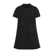 Zwarte Katoenen A-Line Jurk met Korte Mouwen Courrèges , Black , Dames