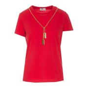 Rode T-shirt met cut-out detail Elisabetta Franchi , Red , Dames