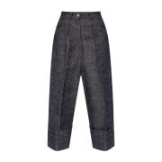 Palazzo Denim Cropped Broek Givenchy , Blue , Dames