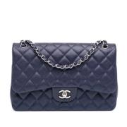 Pre-owned Leather chanel-bags Chanel Vintage , Blue , Dames