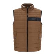 Gewatteerde groene polyester vest met rits Boss , Green , Heren