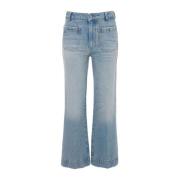 Blauwe Cropped Jeans met Zakken Victoria Beckham , Blue , Dames