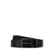 Klassieke Zwarte Leren Riem Boss , Black , Heren