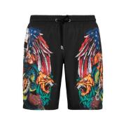 Zwarte Heren Strand Shorts met Print Philipp Plein , Multicolor , Here...