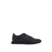 Zwarte leren minimalistische sneakers Boss , Black , Heren