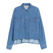 Blauwe Denim Shirt met Grote Zakken Max Mara Weekend , Blue , Dames