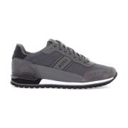 Donkergrijze Stof en Suède Sneakers Boss , Gray , Heren