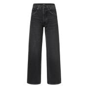 Zwarte Denim Jeans met Relaxte Pasvorm Anine Bing , Black , Dames