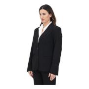 Gestructureerde Zwarte Jas Slim Fit Only , Black , Dames