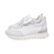 Geperforeerde leren sneaker met suède Eleventy , White , Heren