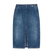 Denim Pencil Rok met Franse Zakken Elisabetta Franchi , Blue , Dames