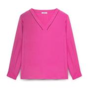 Blouse met V-hals in Lenzing™ Ecovero™ Viscose Fiorella Rubino , Pink ...