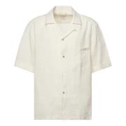 Wit Linnen Shirt met Korte Mouwen Eleventy , White , Heren